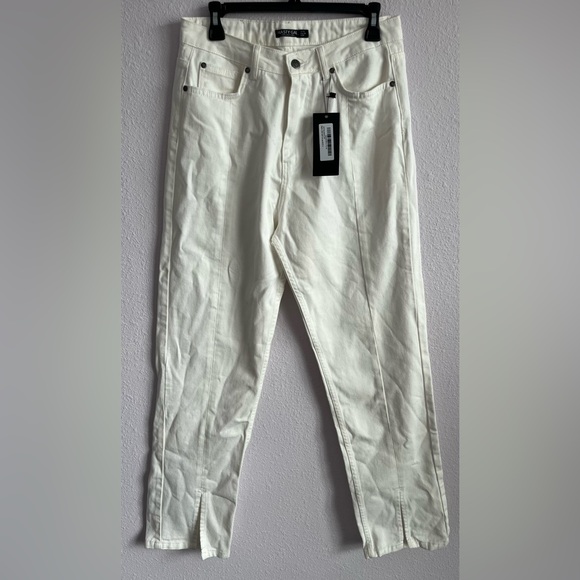 Nasty Gal Denim - NWT NASTY GAL WHITE WOMENS SPLIT FRONT JEANS SIZE 9 Organic Cotton